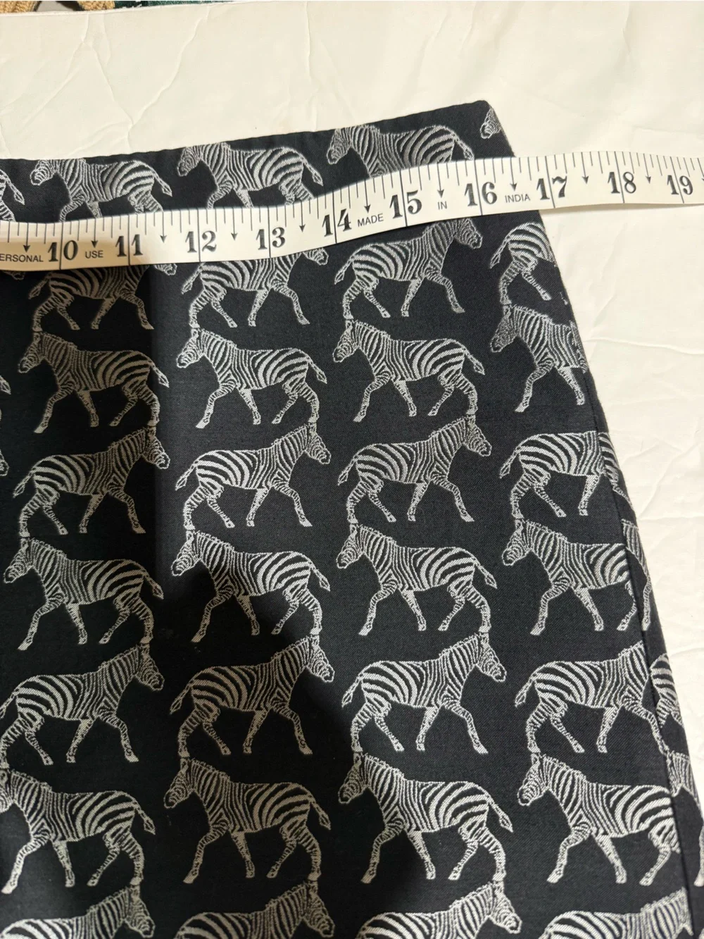J. Crew Black Mini Skirt with White Zebra Print Size 6